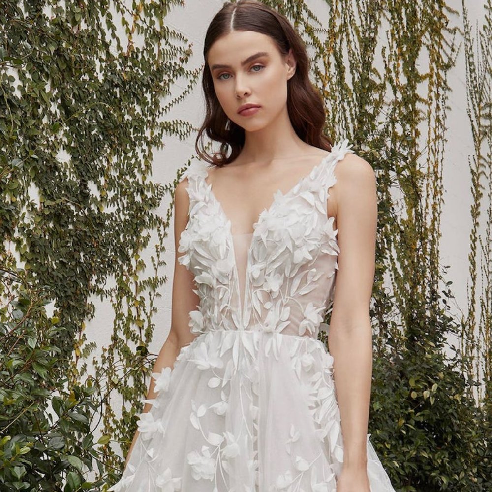 3-D Floral Appliqued Wedding Ball Gown